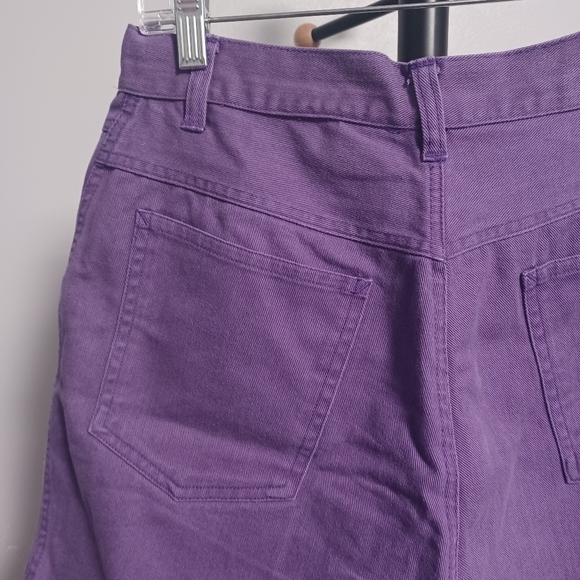 90s Denim High Waist Dark Purple Cuffed Shorts - Picture 7 of 12